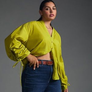 Pilcro Drawstring Poplin Blouse